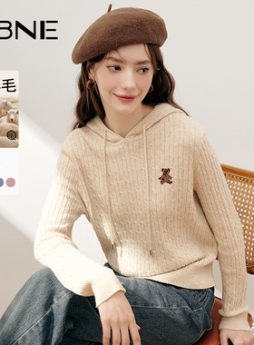 KBNE连帽针织衫女秋冬内搭上衣2025春季新款今年爆款设计感毛衣