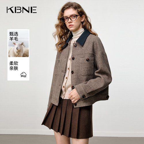 【大粒儿粉丝专享】咖啡色宽松短款通勤棉羊毛外套女751038111