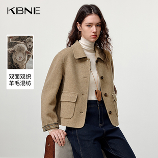 KBNE双面双织羊毛短款双面呢外套女装2025冬季新款高级感毛呢西装