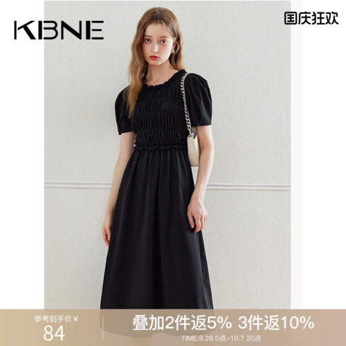 KBNE黑色连衣裙女中长款小黑裙2026夏季新款今年流行漂亮裙子长裙