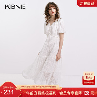 KBNE连衣裙女装气质镂空绣花仙女裙2026年夏季新品小个子短袖长裙