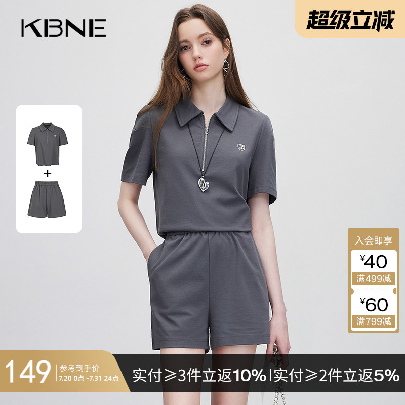 KBNE卫衣女套装两件套短袖2025夏季新款休闲运动风上下一整套穿搭