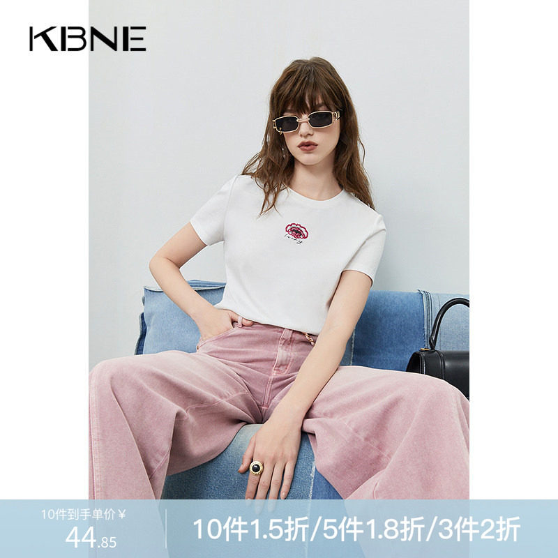 【商场同款】短袖t恤女kbne2025夏装新款内搭今年流行的漂亮上衣
