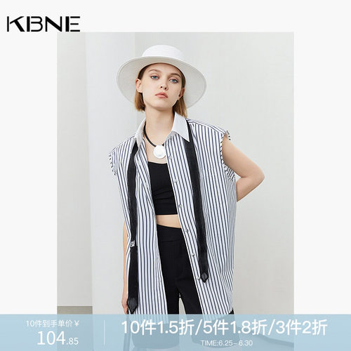 夏季领条纹衬衫气质拼接开衫上衣女340521318