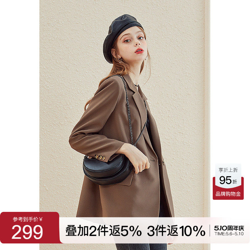西装外套女春秋咖色上衣 kbne2026春季新款长袖小个子休闲小西服