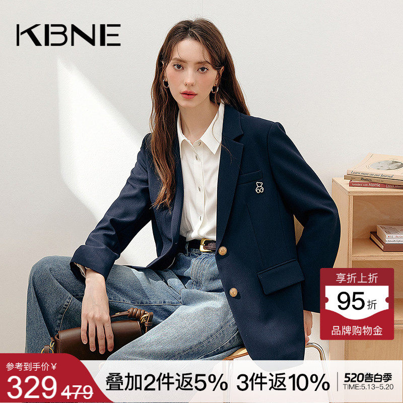 KBNE2026新款藏青色长袖休闲西服轻薄西装外套职场通勤正装春秋女
