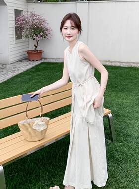 法式气质无袖背压褶半套身裙两件装女心夏088-989清冷弛松感穿搭