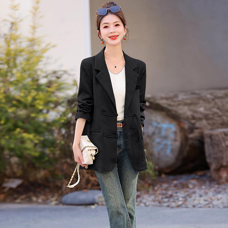 新7中式西装外套女高级感2025秋新外GM7708-0款国风西领盘扣套装