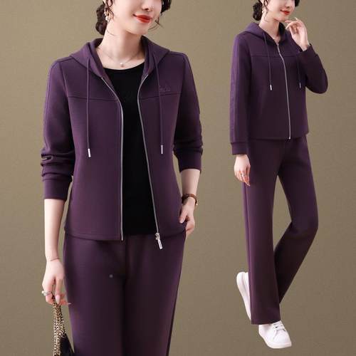 闲运动装秋女春新款时尚韩87674695版宽松卫衣洋气减龄休跑步套两