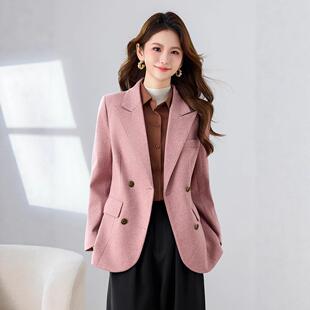 秋款布龙单外套女长QY-袖女职业西小服正装外套工萨作服厂家