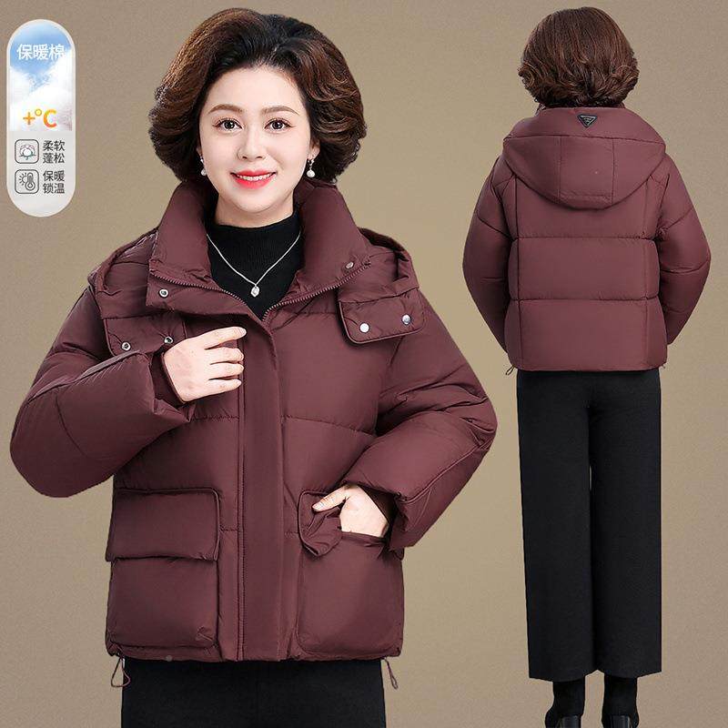 女棉袄24-78815士冬季新款中年短款棉时衣妈妈羽绒棉服尚洋外气保
