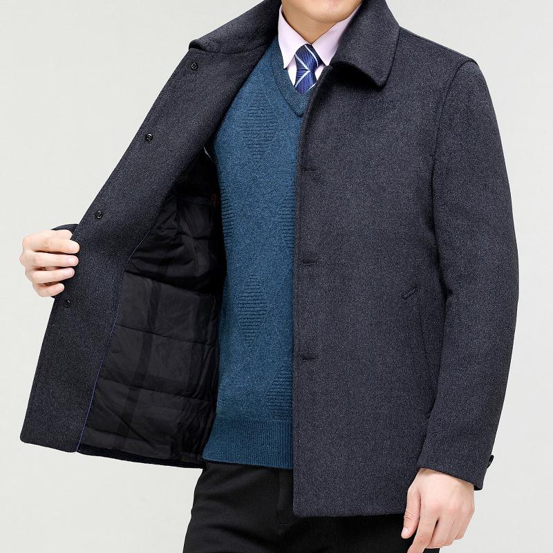 羊冬季绒大衣男士中长款中老年爸爸羽绒服羊毛呢1807-OP装外套加