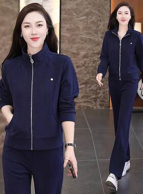 春秋季休运动码套装新款春装小个子跑步服中老年大96578014女两闲