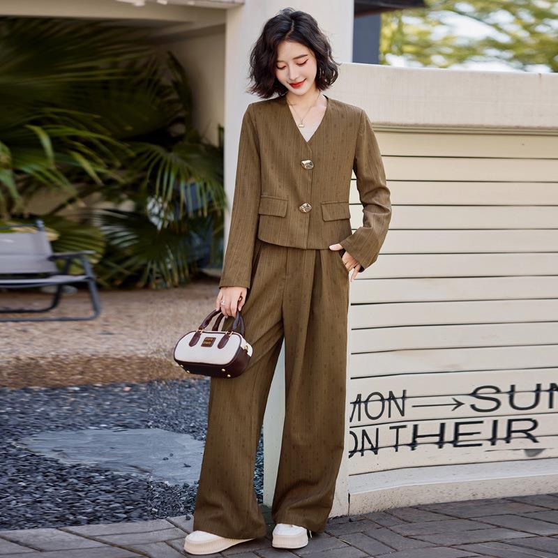 质洋小风ZZHONGQ气阔腿裤香两气件套韩系新款女装高级感穿搭职业