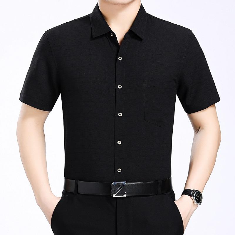 8901-P业短袖夏季新品中青年男士时尚商务休闲亚衬衫麻职免烫衬衣