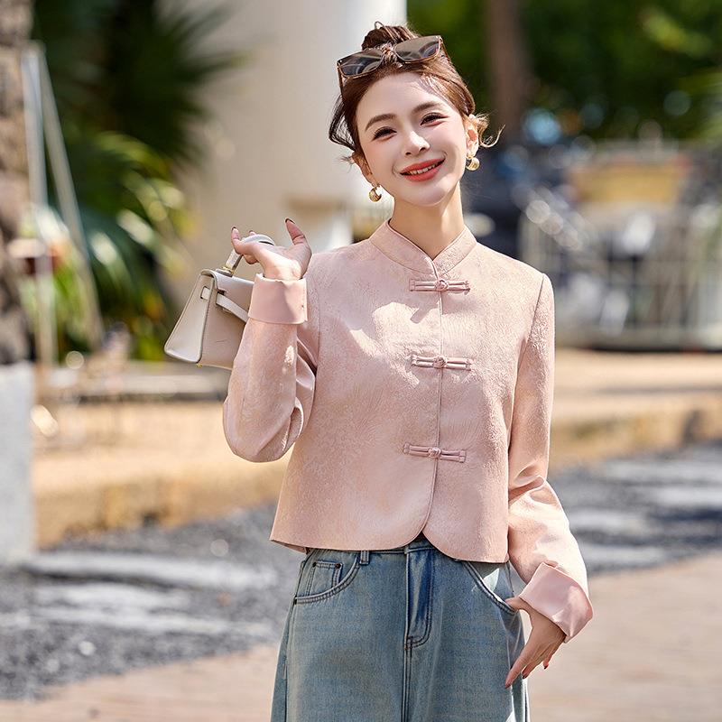 025春个秋新LT8776-0款小子时尚8上衣新中式国风立领提花短外套女