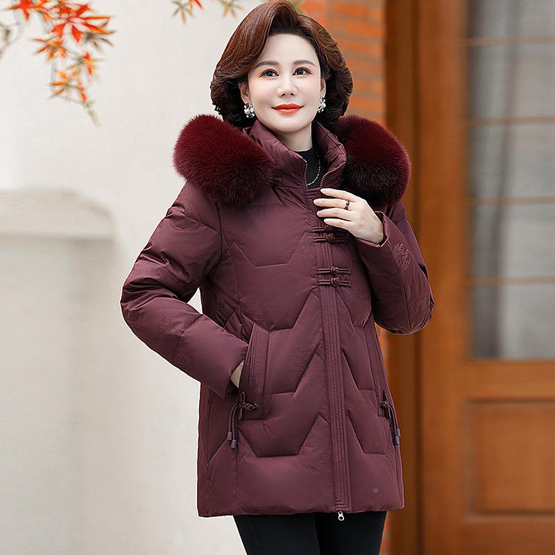 妈妈羽绒服中长款大毛领大码女867新款时尚洋厚中年加保暖冬气季