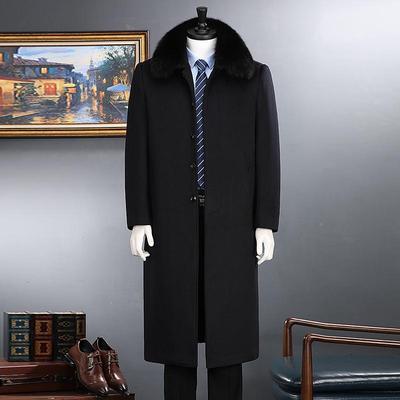 品爸牌中年爸羊大过衣冬绒季长款膝狐狸毛领6061羊毛呢子男装外套