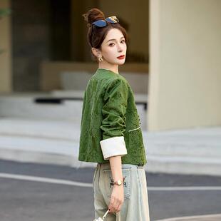 洋现货秋C8766-02新中式国风提花外套春季新款女装女气上衣