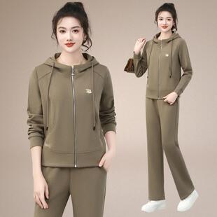 户外运动套装女春秋休季连帽卫衣宽大松加码女8219016士套闲装两