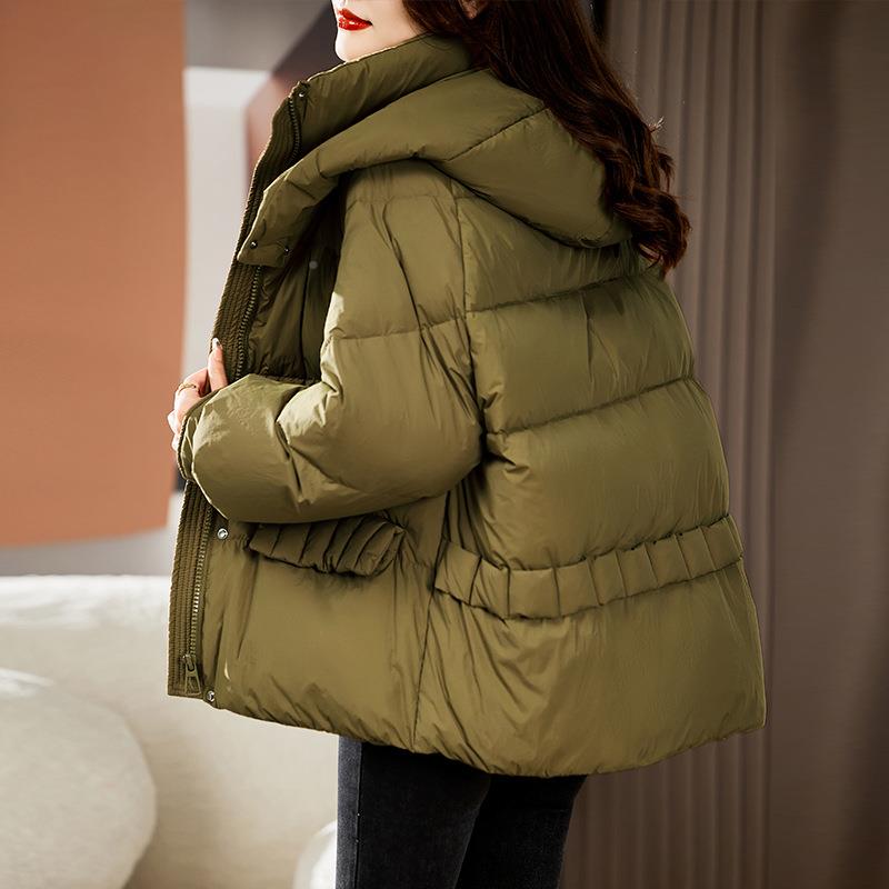 短ZHANG226羽绒服女款冬新小个子高端时尚款洋气白绒连帽面包服鸭