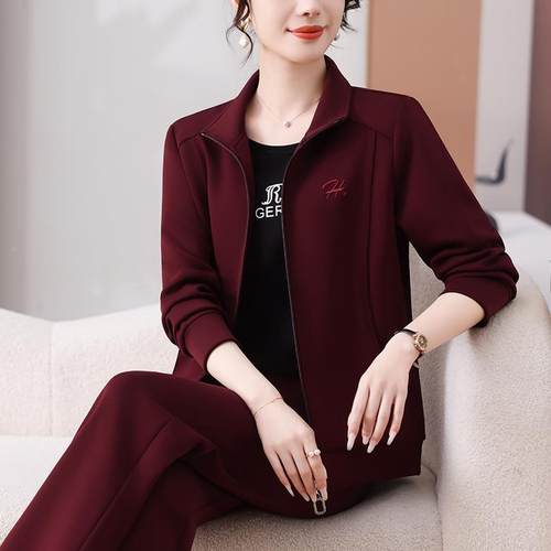 妈妈春装闲套装新中老年春秋外87536489套贵夫款人休运动人服三件