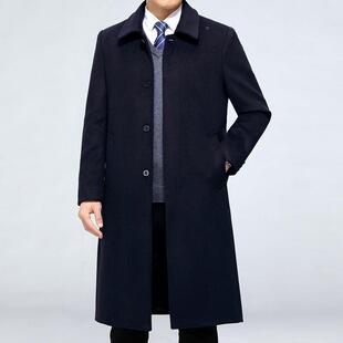 品1702牌中年双呢面羊老绒大衣男款翻领羊毛子外套中年爸爸长装