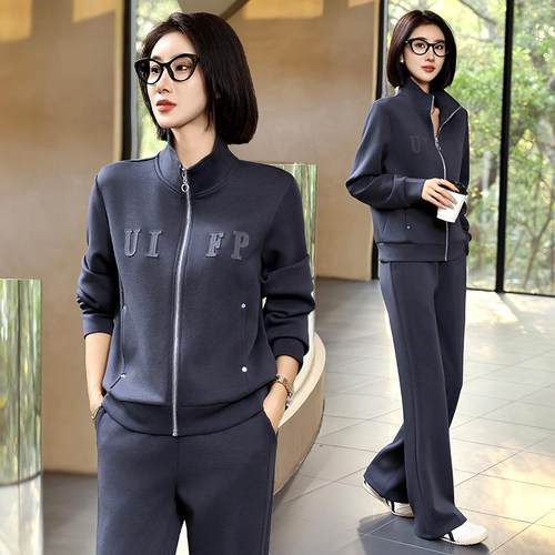 中年妈妈春中装运件外套87741061新款老年休闲动服套装女春秋跑步