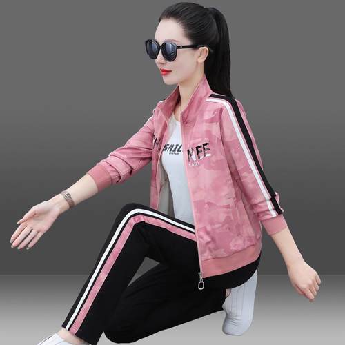 中年妈年73407499春装外套新洋气休款闲卫衣三件套中妈老套装女春