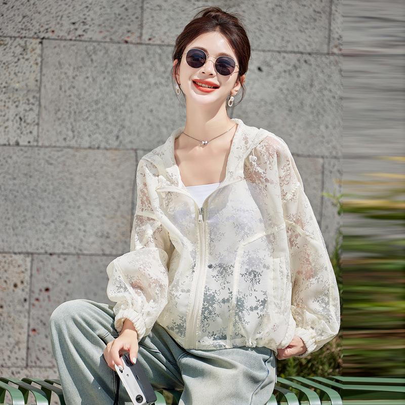 半25170新中式女国风连帽晒衣士防新款夏季薄款时尚防服晒上衣短