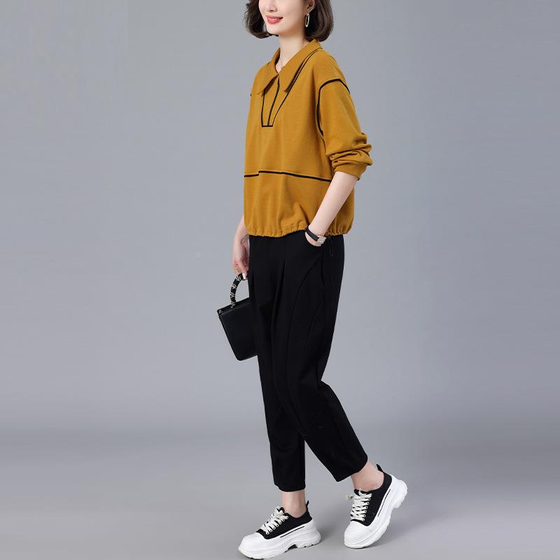 时尚两运动卫衣套显装春秋天深2935新款休闲瘦中年妈妈秋搭配件套