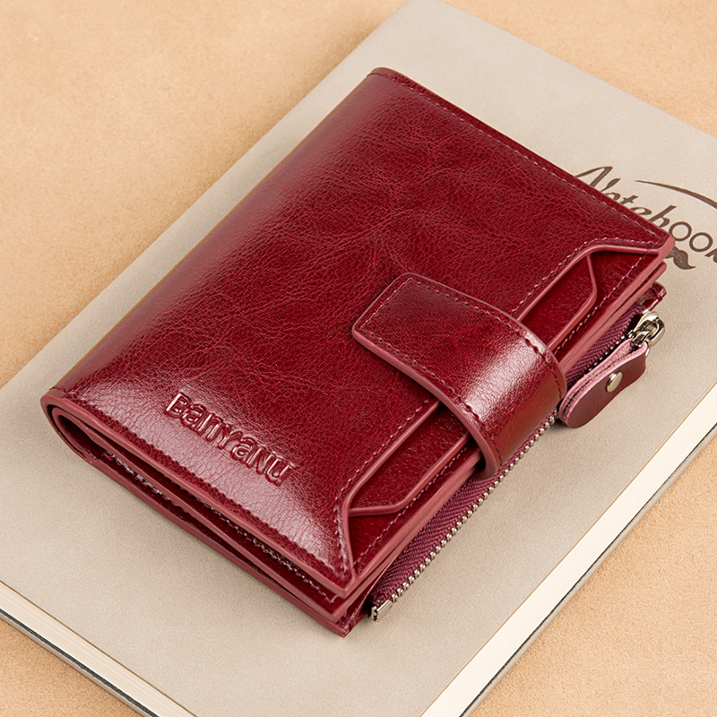 女士钱包短款真皮2025新款精致高档零钱包女式时尚钱夹折叠皮夹薄