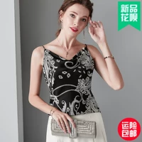 Áo dây in màu ngọn mới khí chất cao cấp của phụ nữ lụa backless top gợi cảm áo sơ mi lụa nhỏ - Áo ba lỗ quần áo thể thao nữ