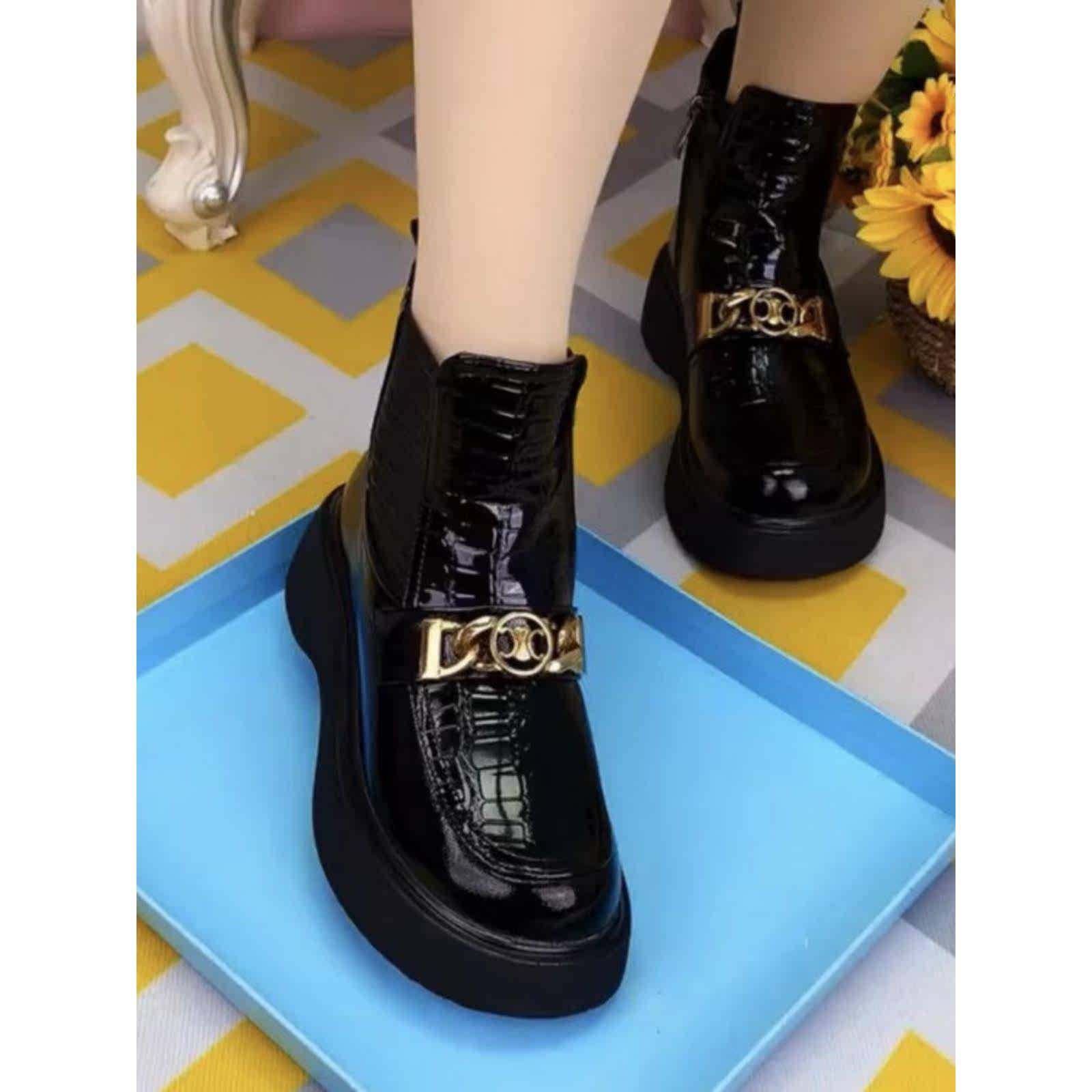 潮牌真皮厚底马丁靴女英伦风新款冬季加绒保暖棉靴松糕底防滑棉鞋