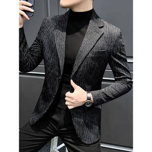 高端轻奢痞帅休闲小西装外套男2025新款秋季单西韩版修身帅气西服