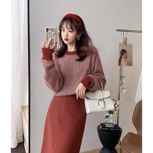 欧洲站秋季2024新款港风女装高级感套装毛衣配裙子针织两件套洋派