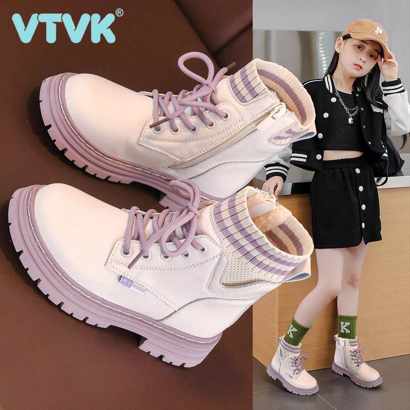 VTVK女童马丁靴2025新款秋冬加绒加厚二棉鞋炸街洋气儿童靴子短靴