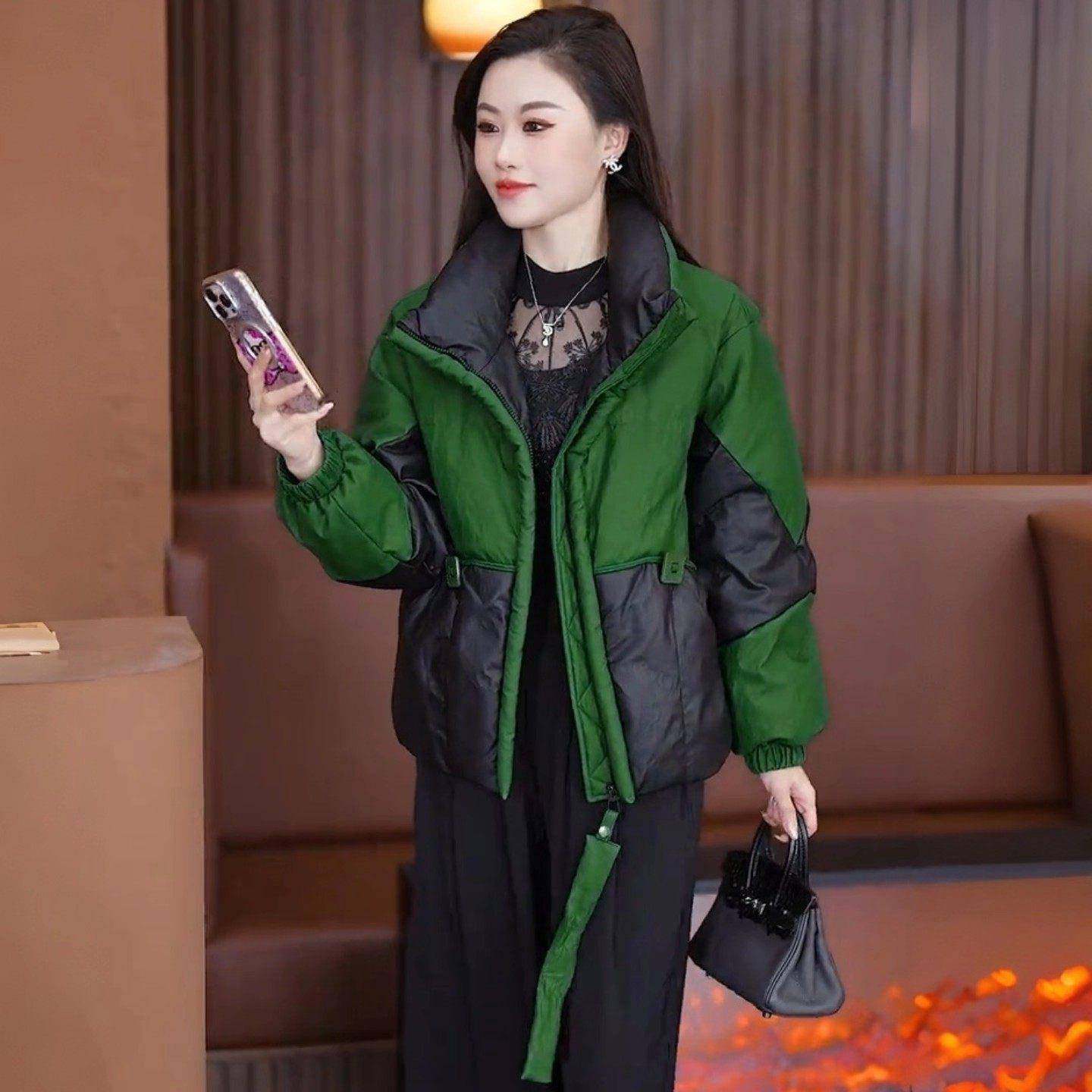 香港代购妈妈装时尚羽绒棉服女冬季新款洋气质保暖立领面包服外套