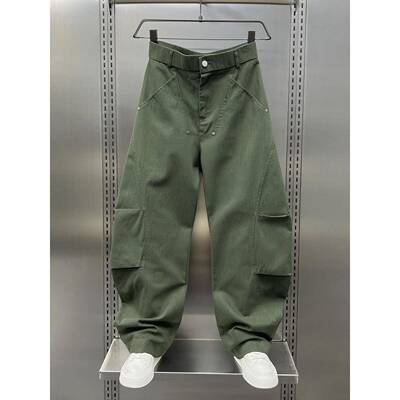 Home Daily~美式高街工装弯刀裤男士拼接设计感休闲裤百搭直筒裤