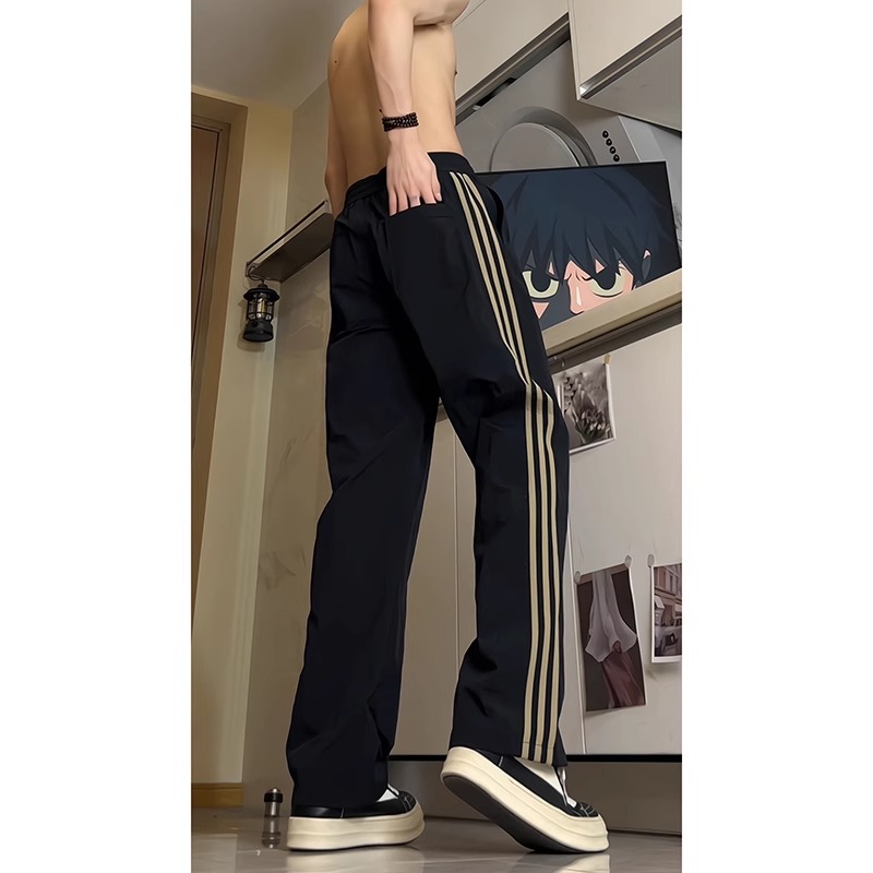 it neith BIAS美式尼龙冲锋裤男春秋黄色条纹三条杠运动休闲裤子