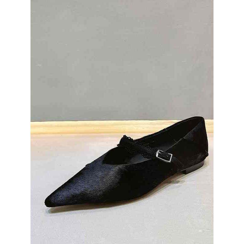 时尚品牌欧洲女鞋2025新一字真皮豹纹马毛软底玛丽简尖头平底鞋,女鞋,浅口单鞋,淘宝优惠券,粉丝福利购,淘宝优惠卷