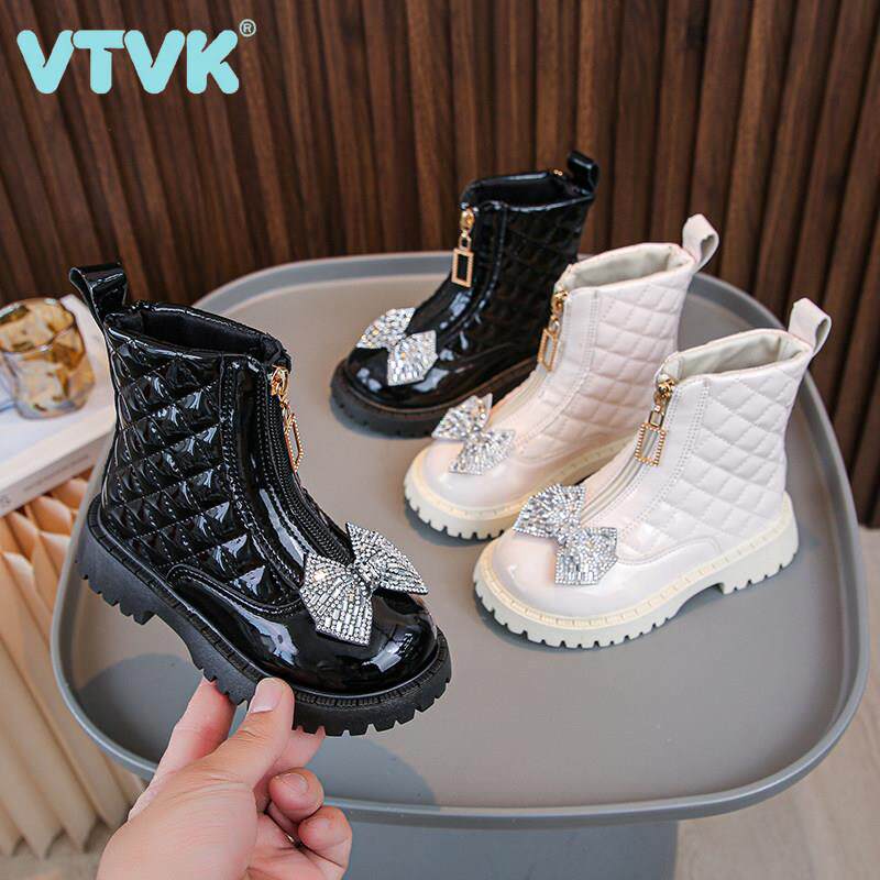 VTVK女童马丁靴2025秋冬新款透气加绒公主女孩宝宝短筒儿童单靴子