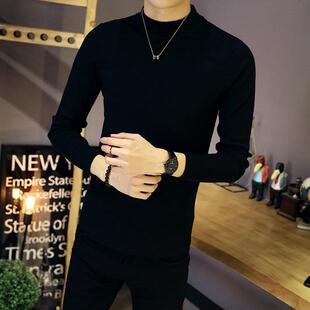 半高领毛衣男款2025新款秋冬季纯色修身打底衫中领男士针织羊毛衫