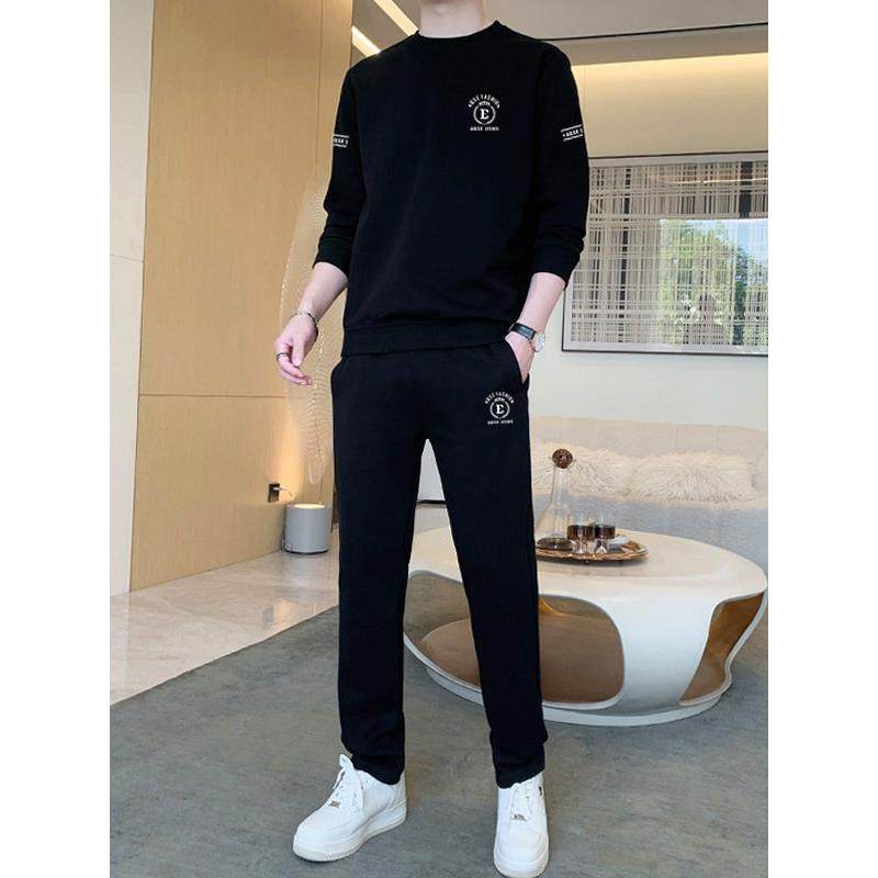 休闲卫衣套装男士运动服2025新款时尚超大码简约秋冬圆领两件套潮