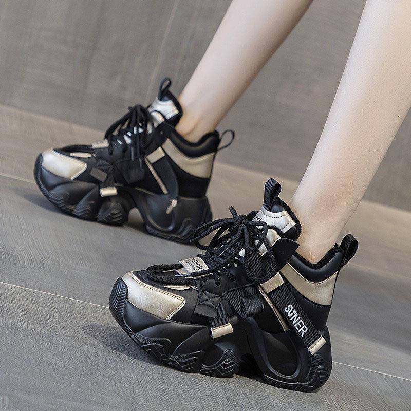 香港内增高老爹鞋女款8cm厚底2025年新款春秋单鞋爆款运动休闲 鞋