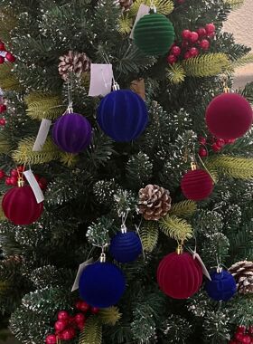 Christmas Decoration Ball Plastic Painted Flocking Ball Chri