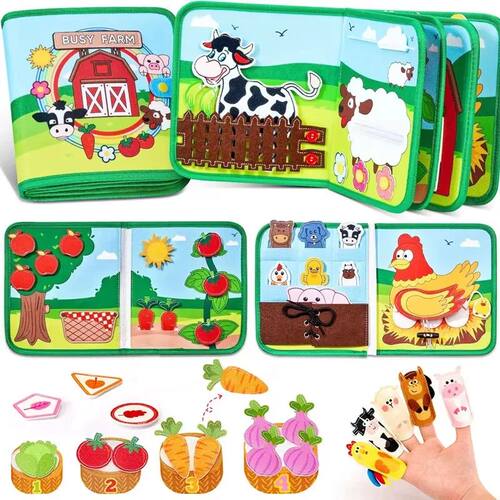 Montessori Toys Busy Book for Toddlers Farm Animal Storytell