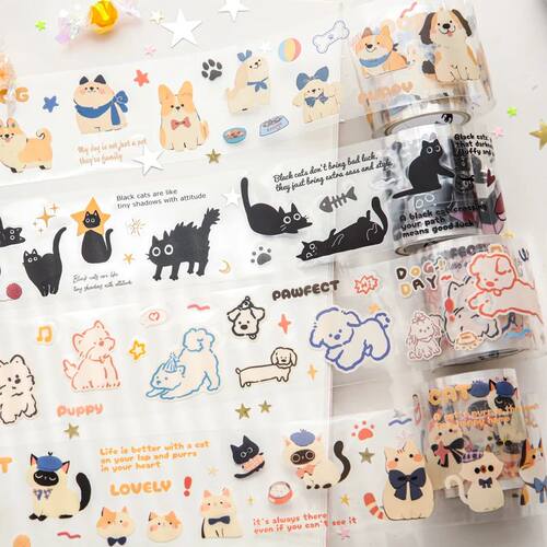 2m/Roll Cute and adorable pets Washi Tape Landscaping PET Ma