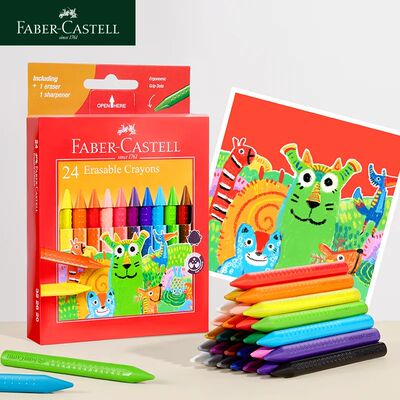 12/24 Colors Faber Castell Erasable Plastic Crayons Eraser a