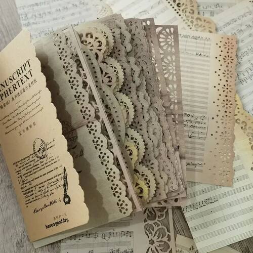 Retro Creative Material Paper Lace Hollow Border Letter Mate